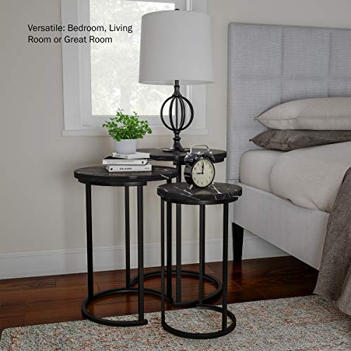 Set of 3 Round Faux Marble Nesting Tables D8756