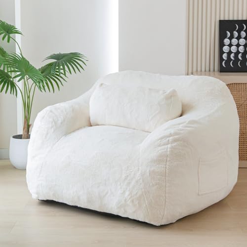 Black Boucle Bean Bag Sofa with Pillow B729565