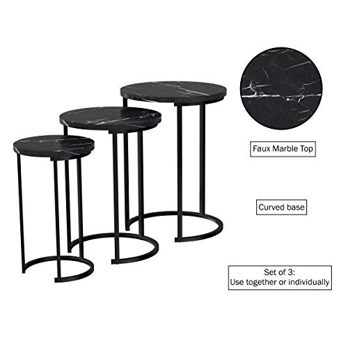 Set of 3 Round Faux Marble Nesting Tables D8756