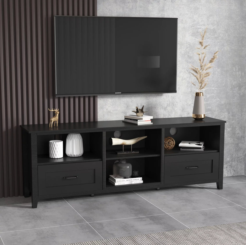Black TV Stand with 2 Drawers and 4 Storage Compartments Z832
