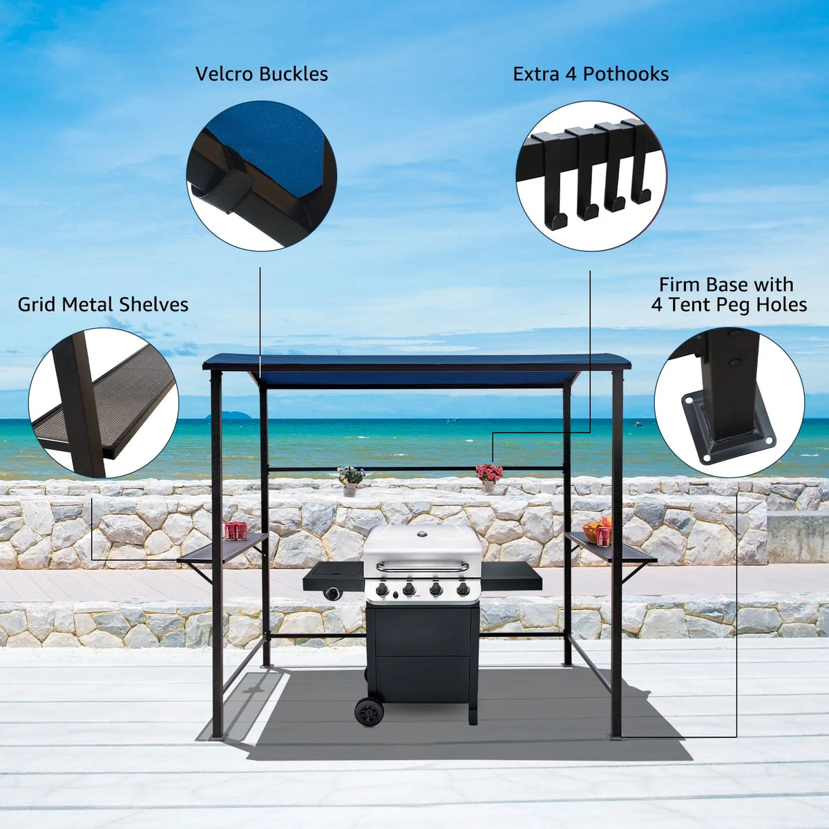 8FT x 4.6FT Outdoor Grill Gazebo E736447