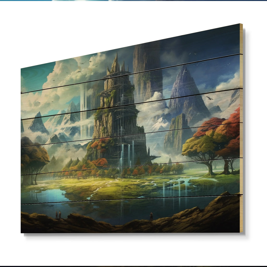 Castles Print on Natural Pine Wood V656588