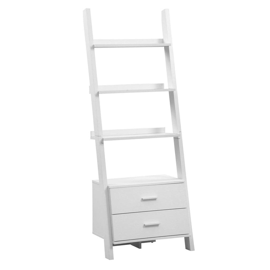White Particle Board Bookcase with 2 Storage Drawers C444324