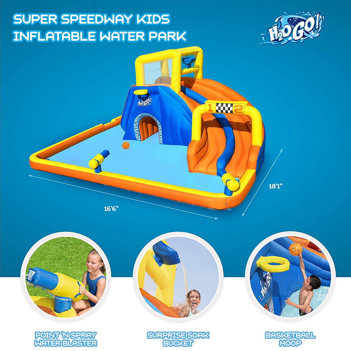 18' x 16.5' x 8.6' Inflatable Water Park B2761