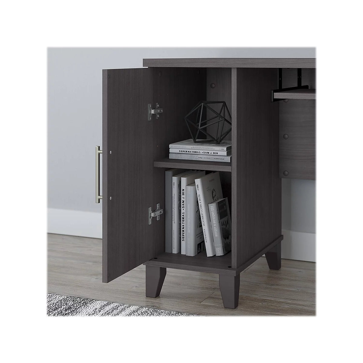 72W L Shaped Desk with Storage in Storm Gray L955174