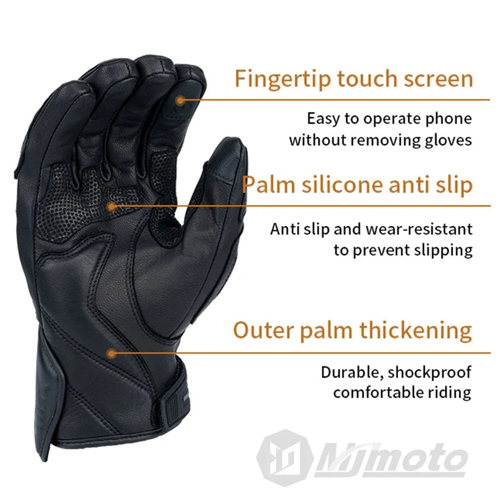 Vintage Leather Touchscreen Motorcycle Gloves Z447