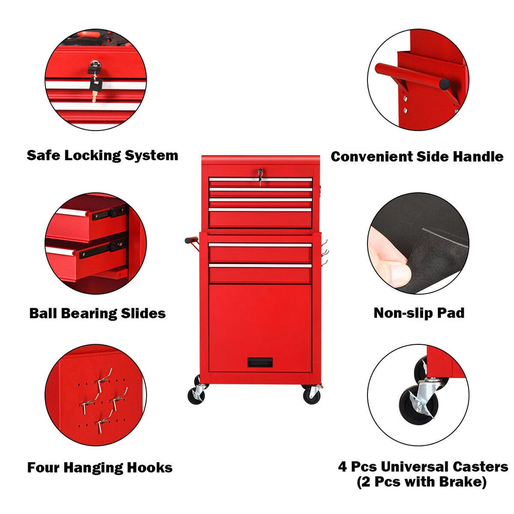 2 in 1 Rolling Storage Cabinet with 6 Drawers V879347