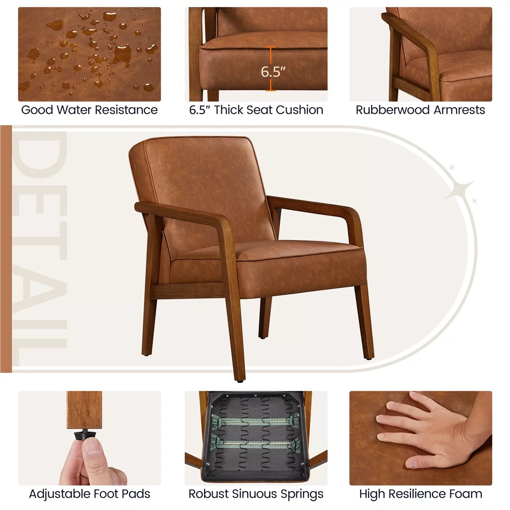 Light Brown Faux Leather Armchair A14784