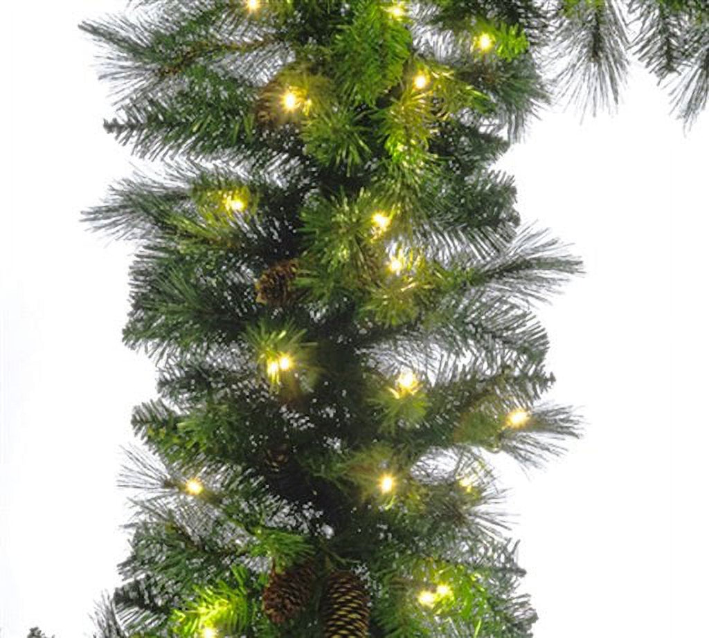 Pre-Lit Mixed Noble Garland with 100 Warm White Lights and Pinecones S11164