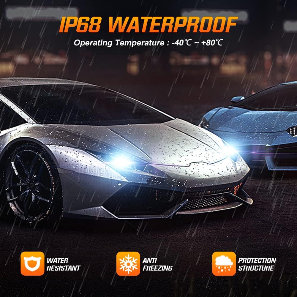 H13 9008 LED Headlight Bulbs, 22000LM 120W, 6500K Cool White IP68 Waterproof, Pack of 2 C57833