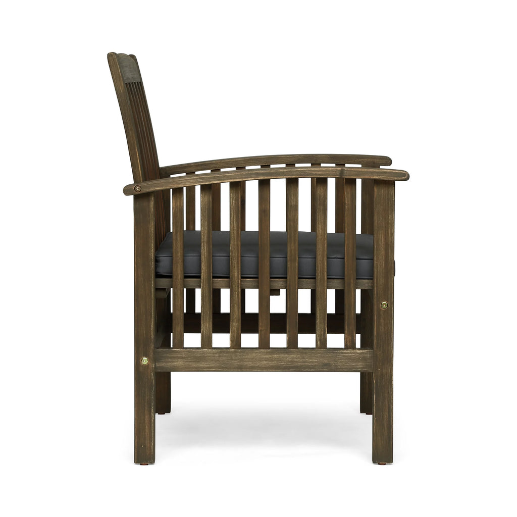 Acacia Wood Outdoor Dining Chairs with Cushion, Set of 2 J867688