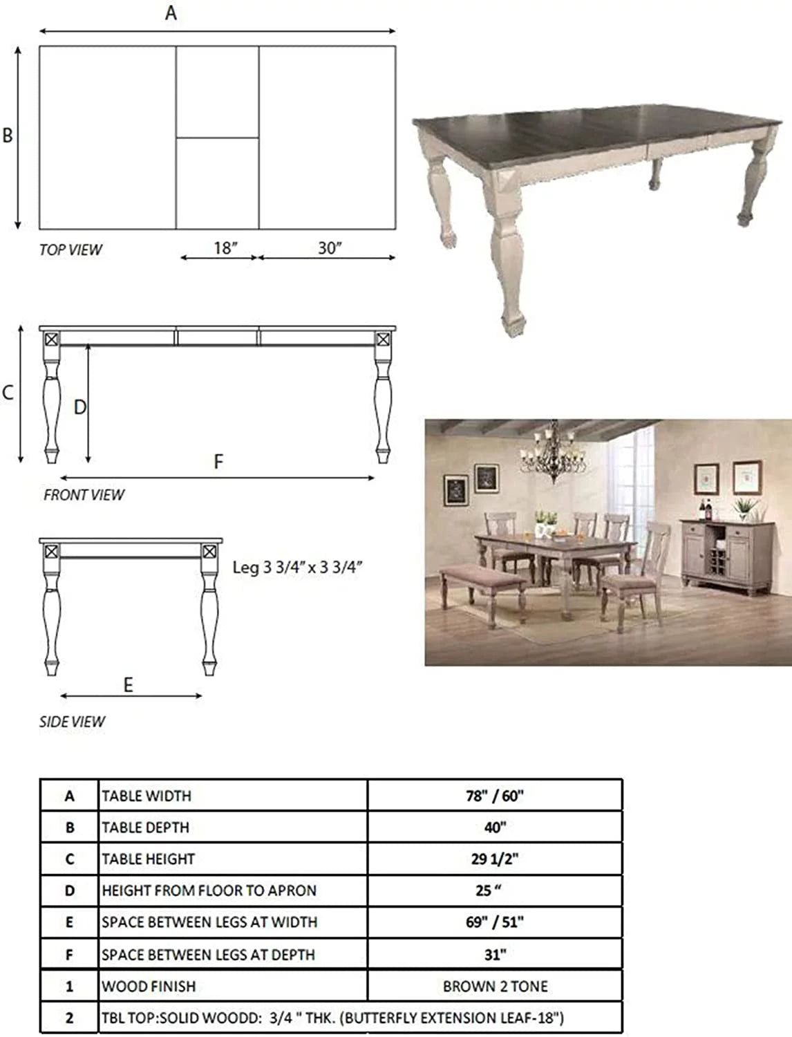 Brown 8 Piece Extendable Wood Dining Set G326