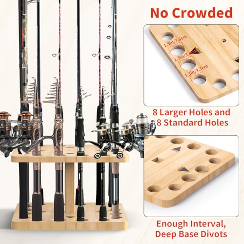 Natural Wooden Fishing Rod Storage Rack D8316