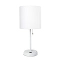 White Stick Lamp with Fabric Shade Q2536