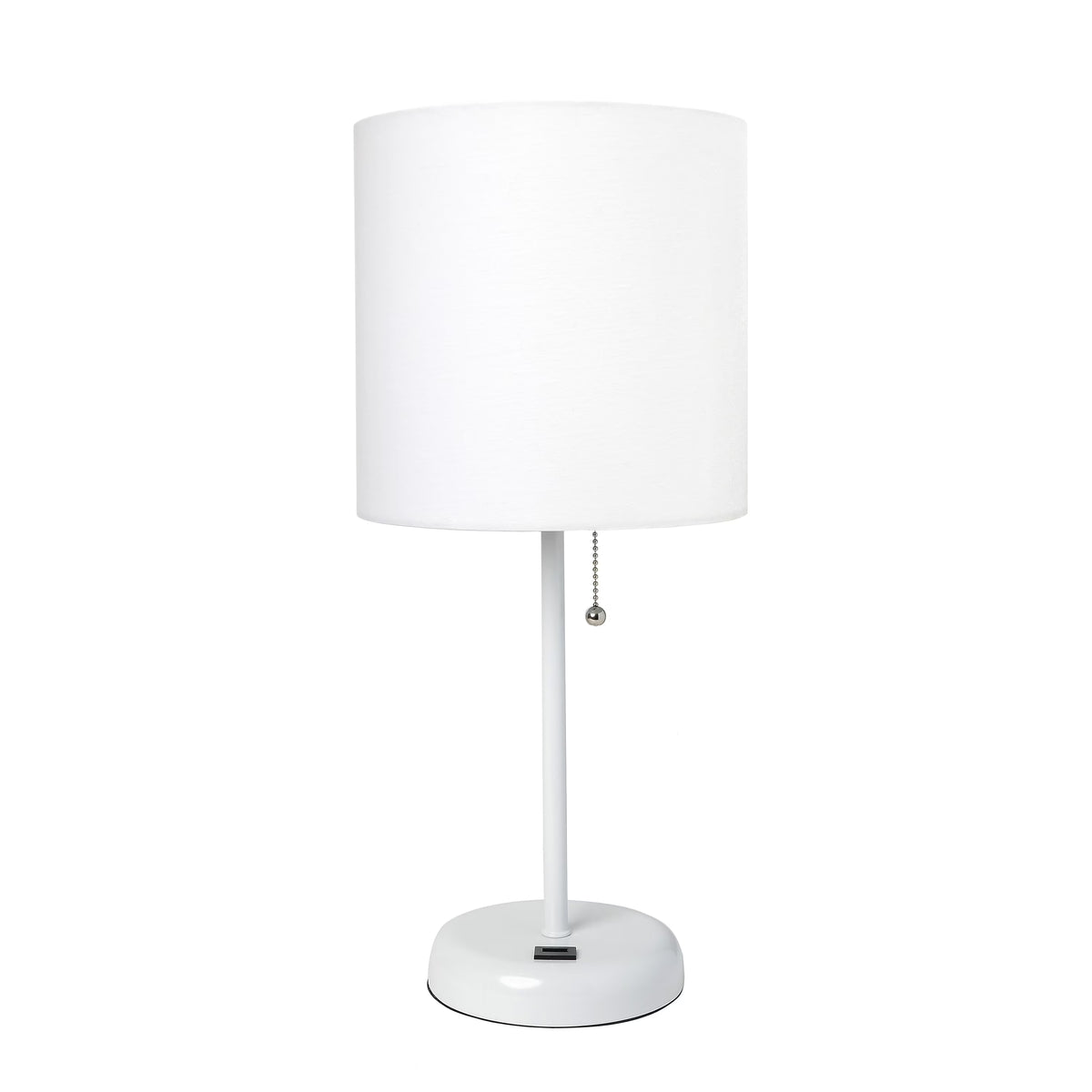 White Stick Lamp with Fabric Shade Q2536