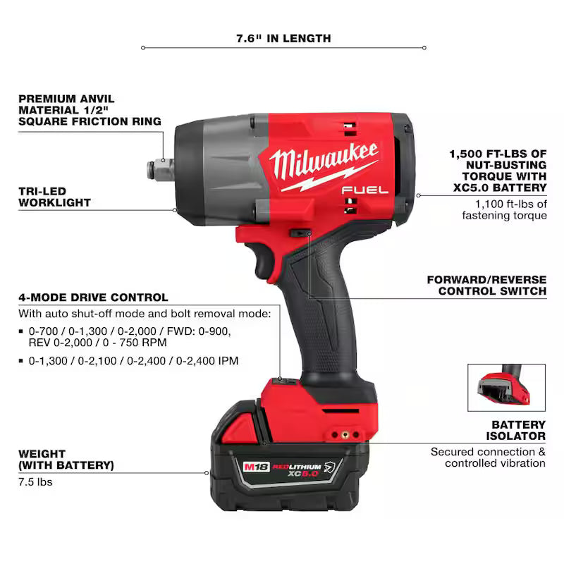 18V Lithium-Ion Brushless Cordless 1/2 in. Impact Wrench with Friction Ring Kit C544