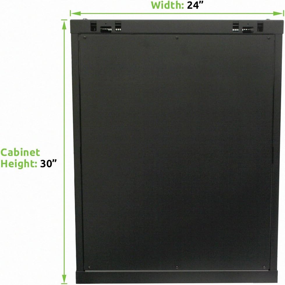 15U Wallmount Cabinet Enclosure 19-Inch Server Network Rack with Locking Glass Door Black with Shelves P345594