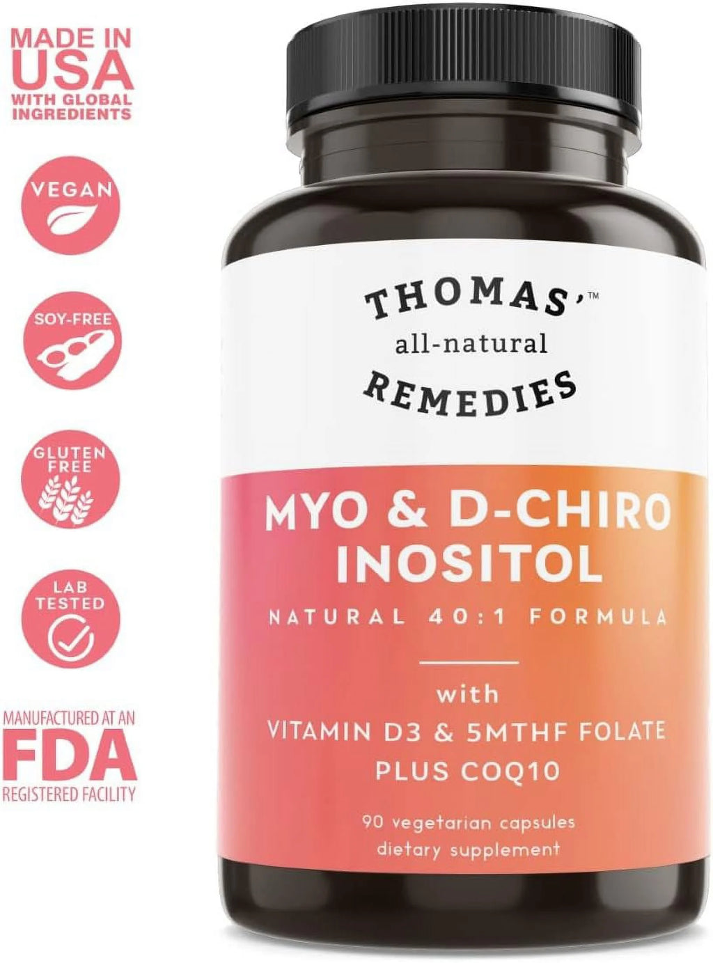 Inositol Blend Supplement with Folate and Vitamin D3, 90 Vegan Capsules A3609