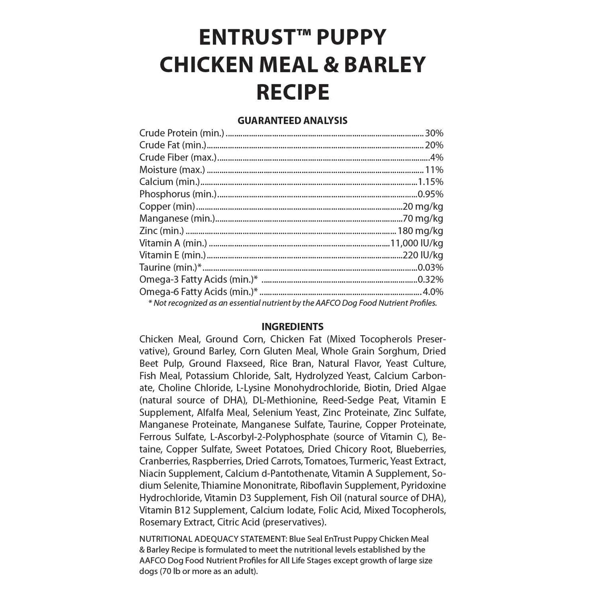 Chicken Meal & Barley Recipe N9906