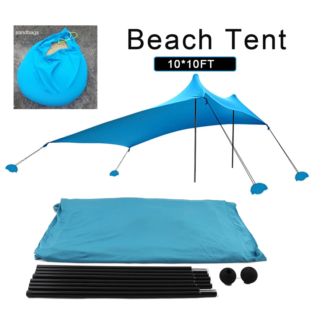10 x 10 ft Pop Up Beach Canopy Tent with Stability Poles O845603