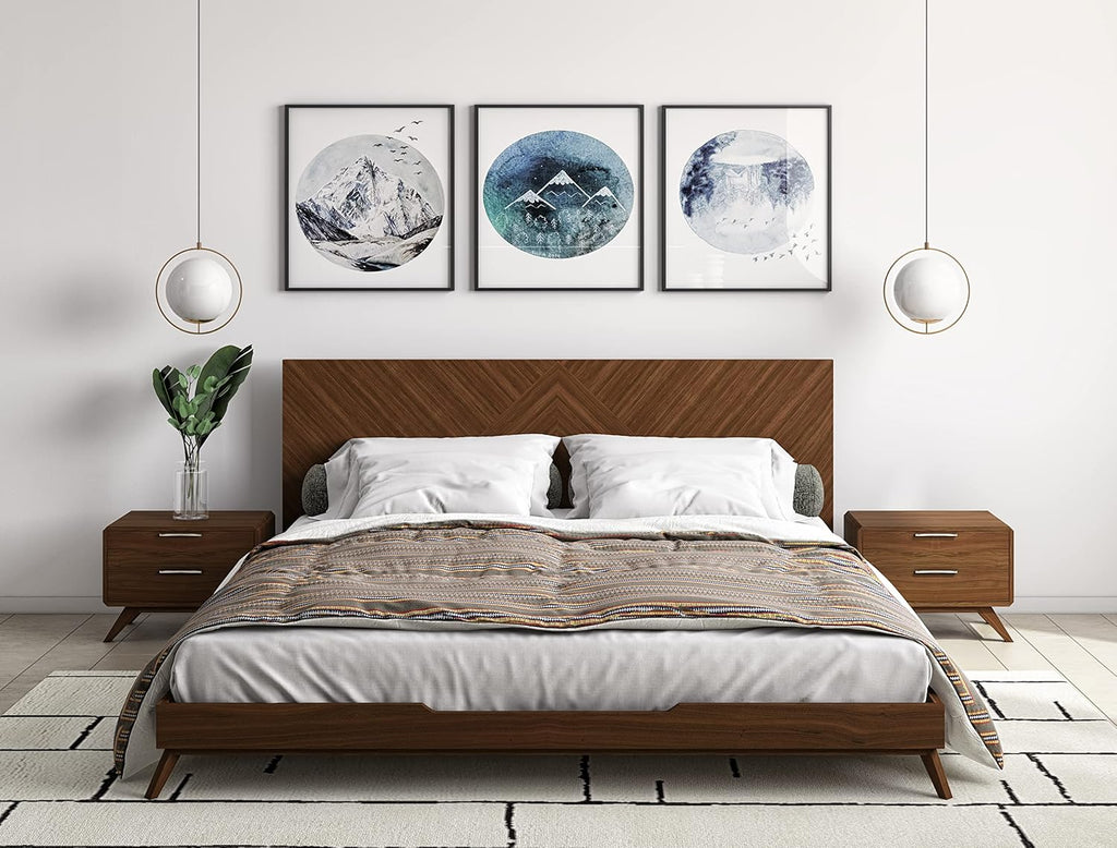 California King Brown Walnut Panel Bed with Wood Legs Z597705