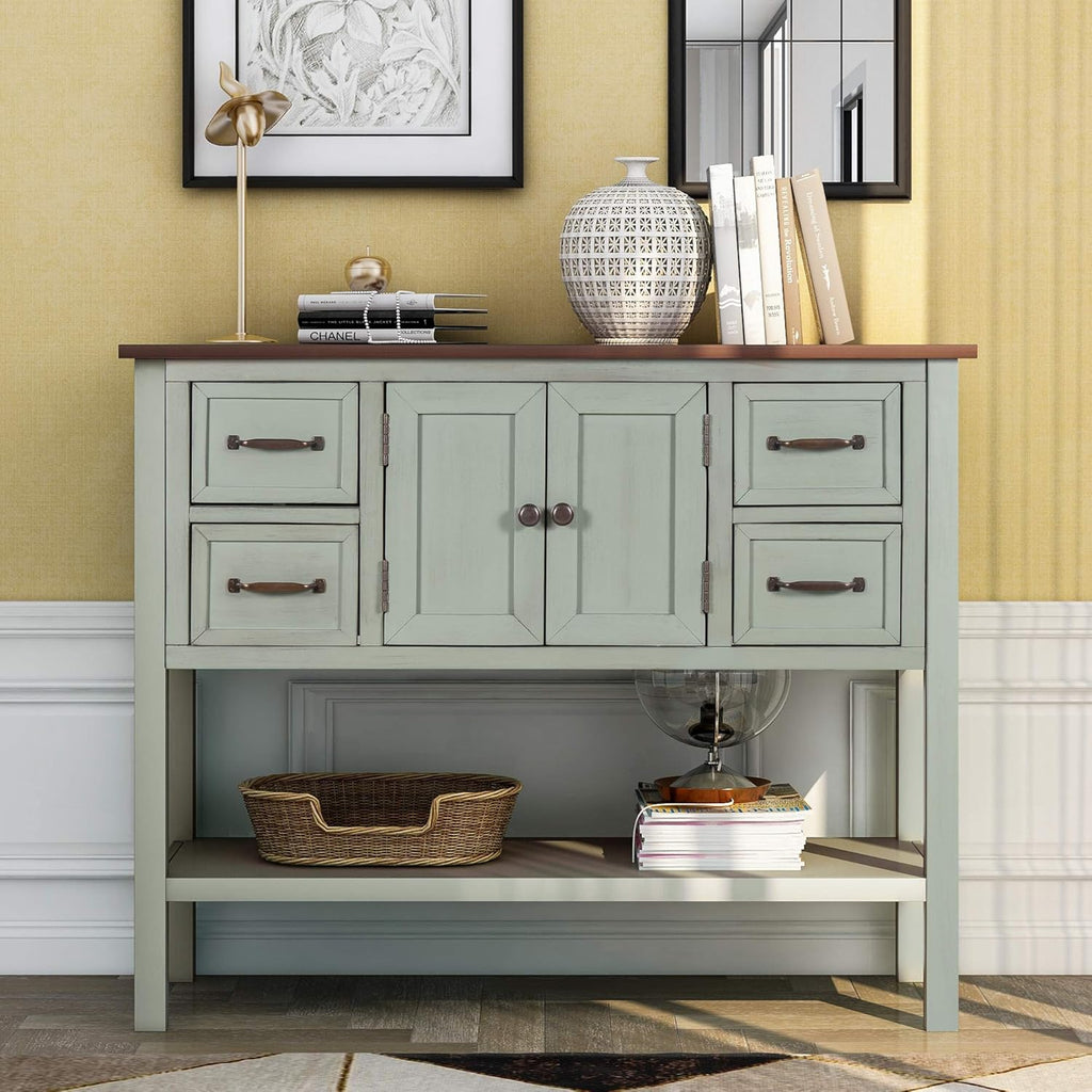 Solid Wood Console Table with 2 Drawers and 1 Cabinet V751