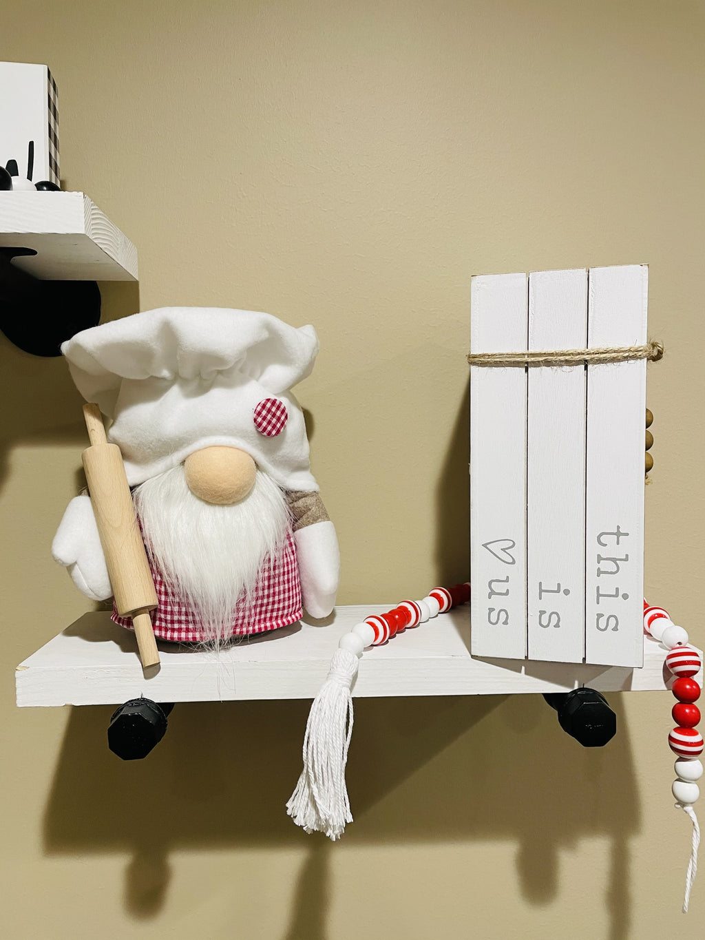Red and White Plush Gnome Decor R6033