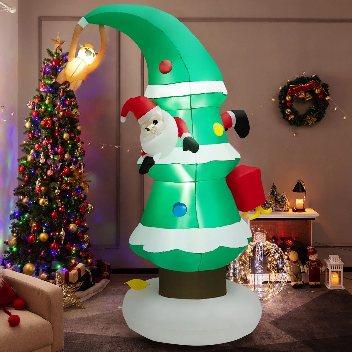 8 FT Inflatable Christmas Tree with Santa Claus A891916