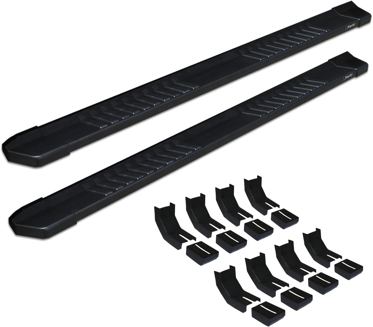 6 inch Black Textured Running Boards with Bracket Covers Q226807