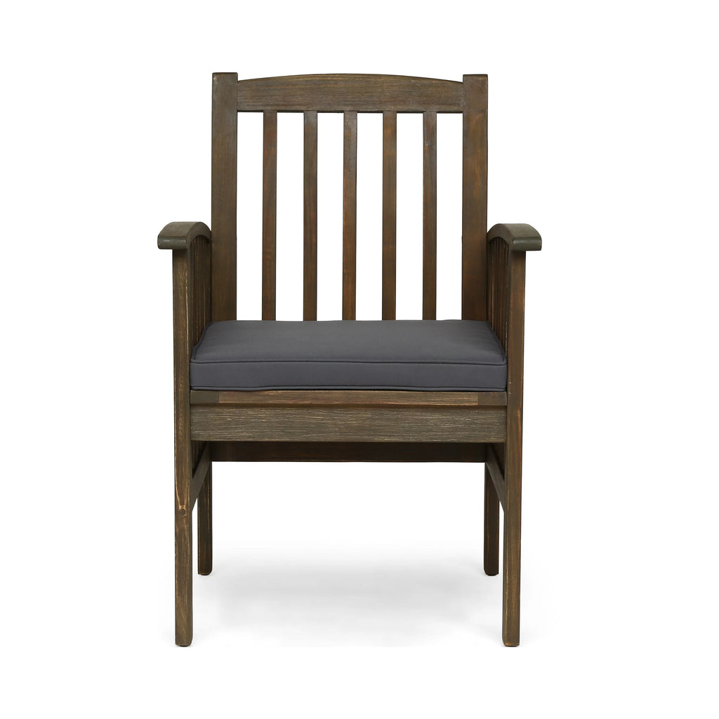 Acacia Wood Outdoor Dining Chairs with Cushion, Set of 2 J867688