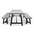 3 Piece Outdoor Acacia Wood Dining Set in Light Gray M4850