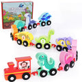 Wooden Dinosaur Train Car with Numbers, 11 Pieces Educational Montessori Toys R1452