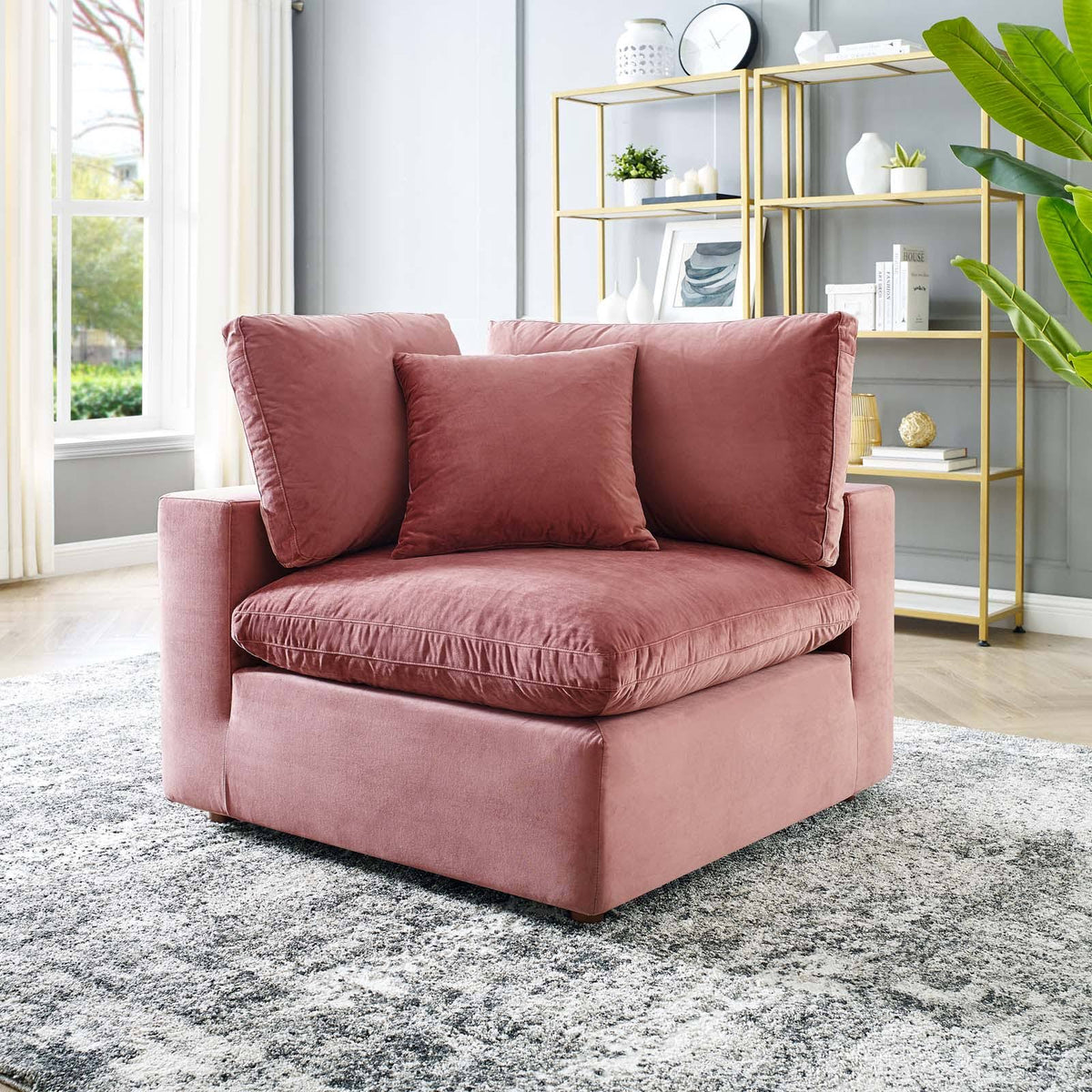 Green Performance Velvet Corner Chair T412