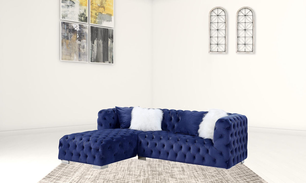 Velvet L Shaped Seating Component, Blue - 2 Piece Z240918