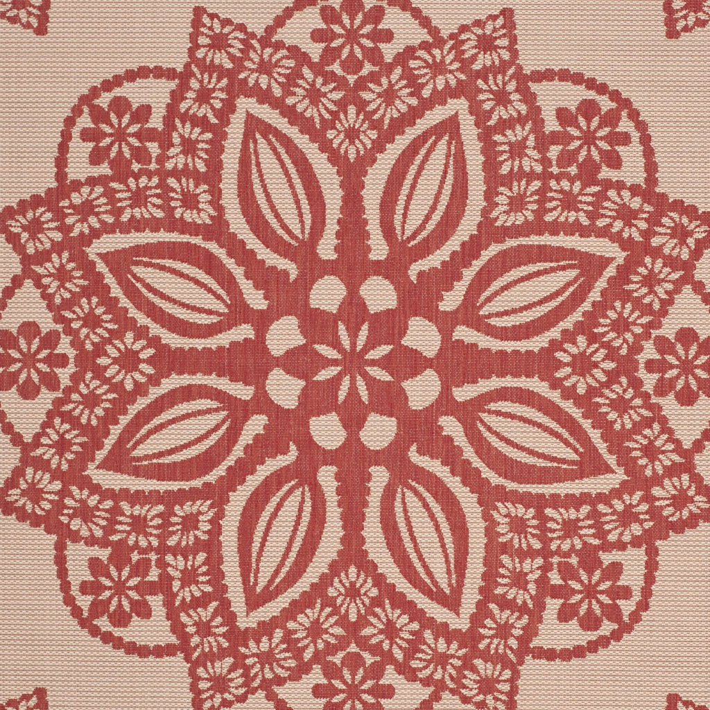 Beige Red Medallion Indoor/Outdoor Area Rug 4' x 5'7" N1587