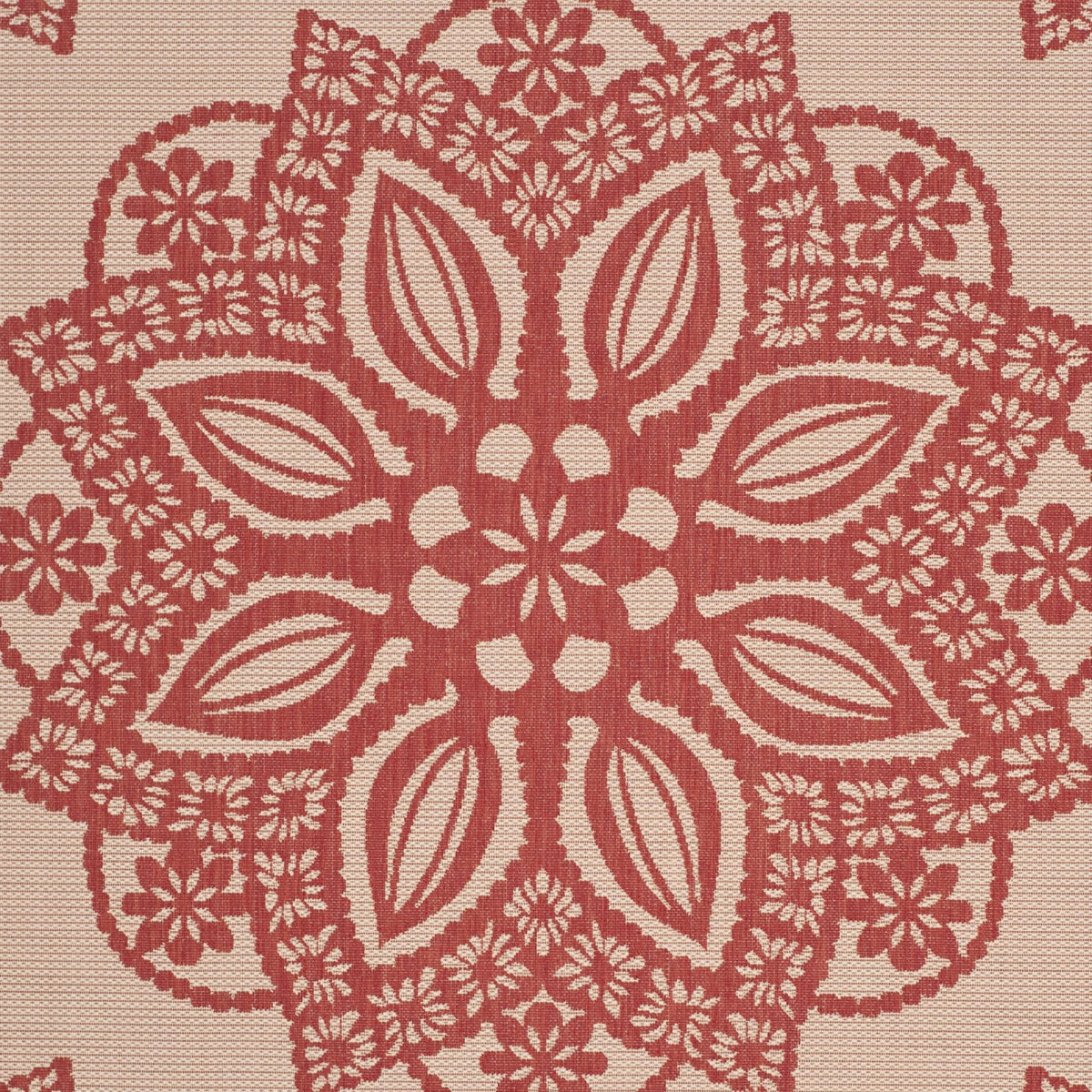 Beige Red Medallion Indoor/Outdoor Area Rug 4' x 5'7" N1587