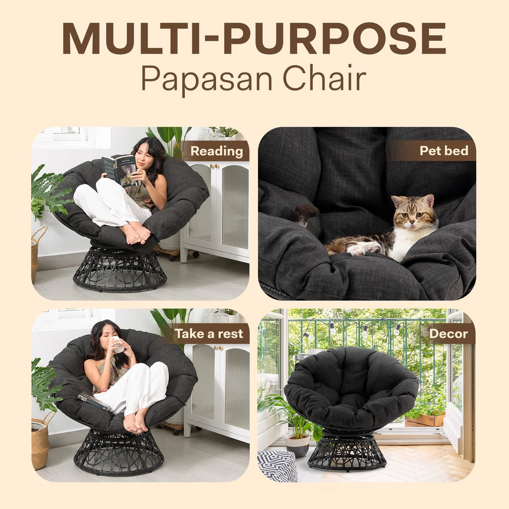Black Papasan Chair with Steel Frame M8293