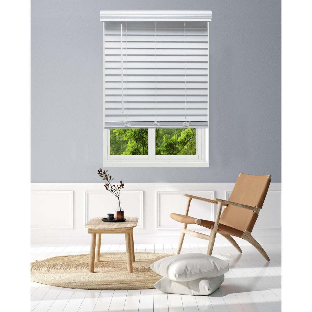 White Faux Wood Cordless Blinds D1940