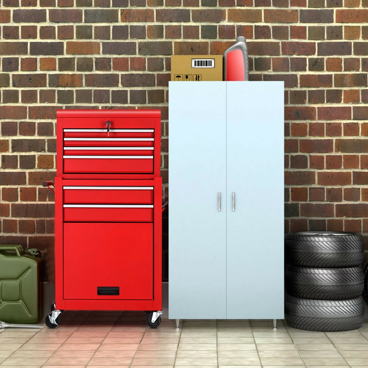 2 in 1 Rolling Storage Cabinet with 6 Drawers V879347