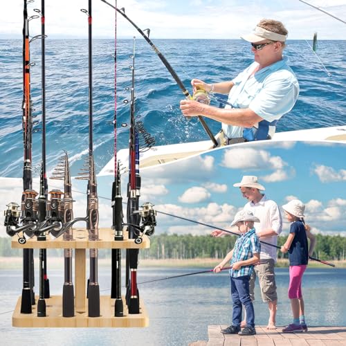 Natural Wooden Fishing Rod Storage Rack D8316