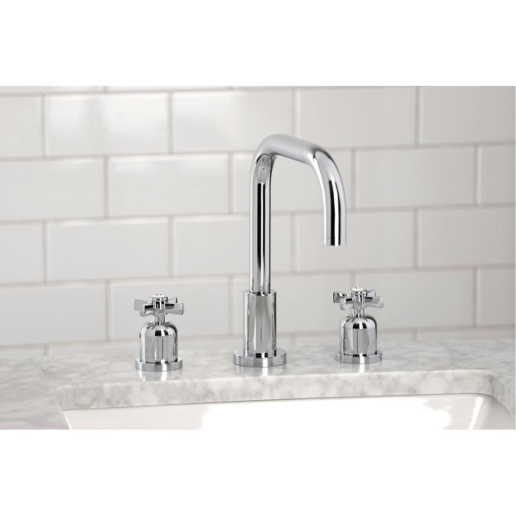 Matte Black Widespread Bathroom Faucet with Brass Pop-Up X7850