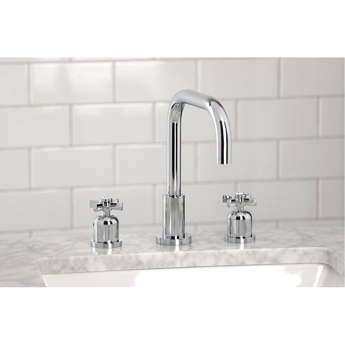 Matte Black Widespread Bathroom Faucet with Brass Pop-Up X7850
