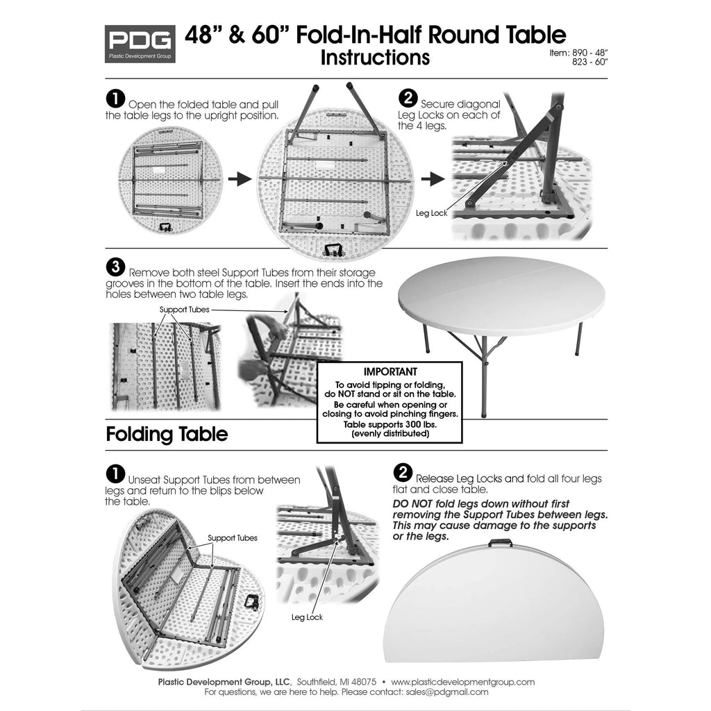 White Round Folding Banquet Table A35795