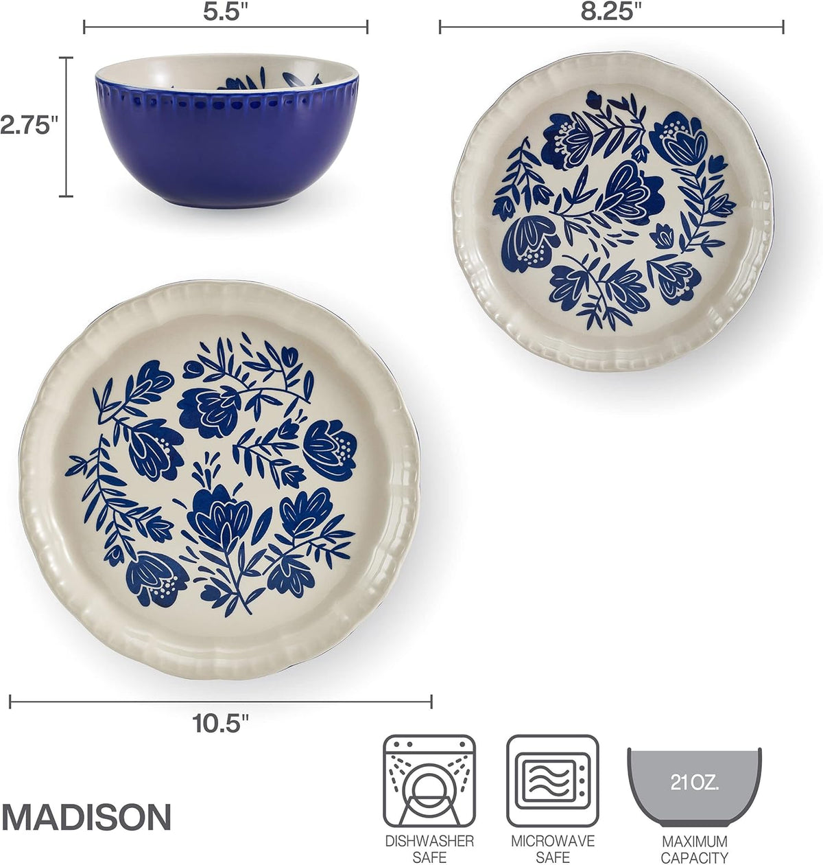 12 Piece Dinnerware Set, Service For 4, Multicolored Y871