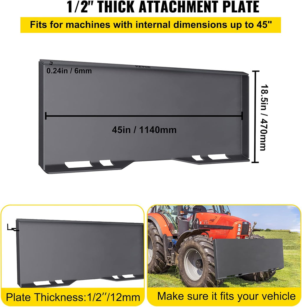 Skid Steer Mount Plate Steel Quick Attachment Loader Plate with 3 Welding Rods (1/2") Z428