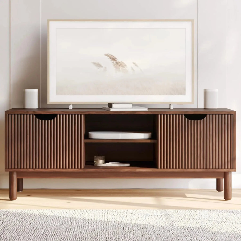 Fluted TV Stand with Shelves Z15430