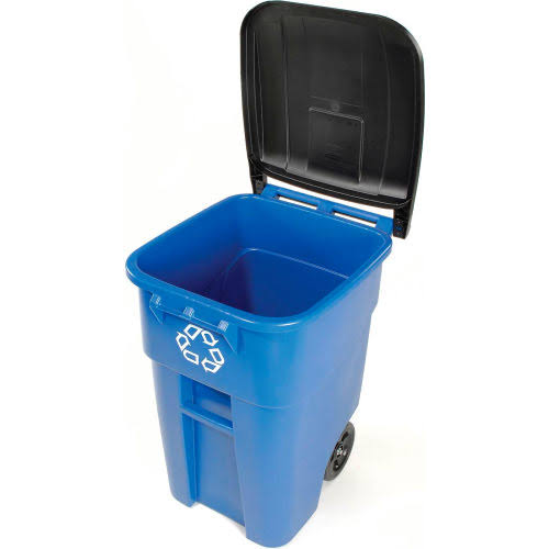 Blue 50 Gallon Recycling Rollout Container with Lid Y615444