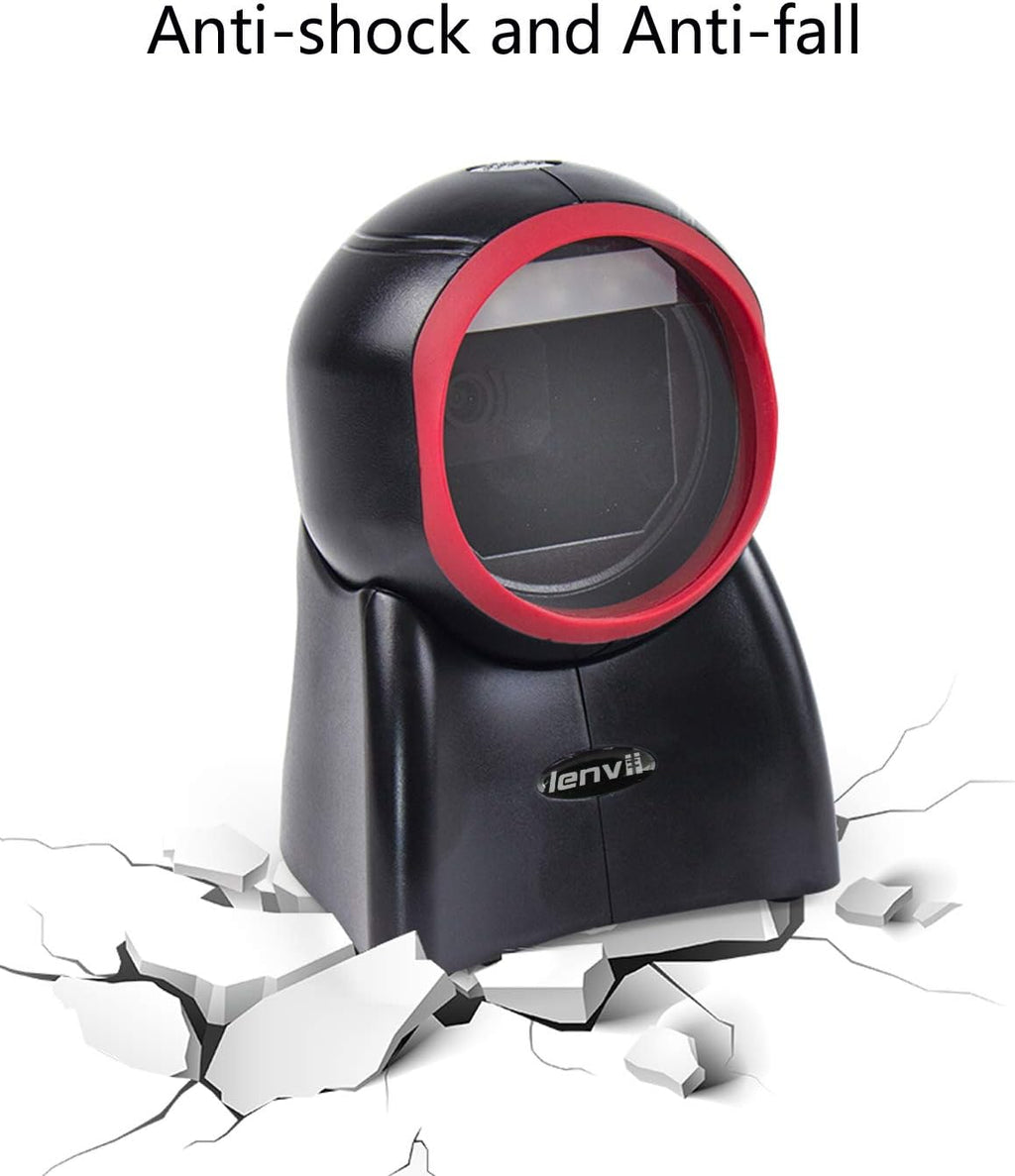 2D Barcode Scanner Desktop USB Wired Omni-Directional Hands-Free Automatic Barcode Reader Support 1D and QR-Code for Screen Scanning POS System L940614