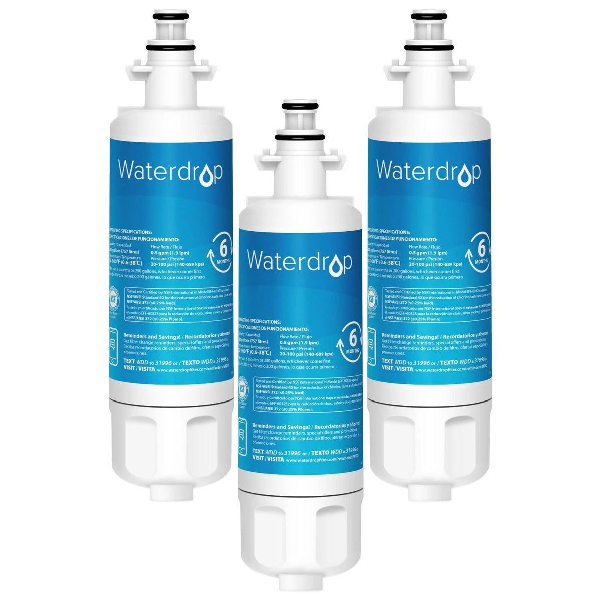 NSF 42&372 Certified Refrigerator Water Filter, 3 Pack K843553