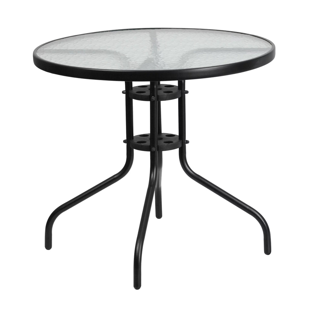 5 Piece Outdoor Patio Dining Set with 4 Brown Stack Chairs L96997